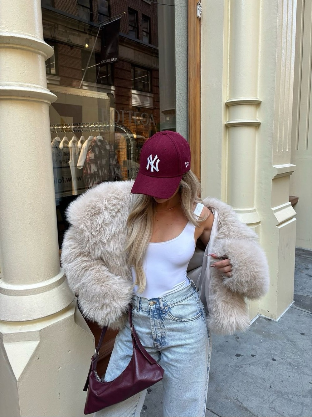 Fur jacket with hood